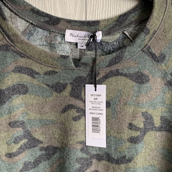 Michael Stars Madison Brushed Camo Top MP Petite Medium NWT - Picture 4 of 5